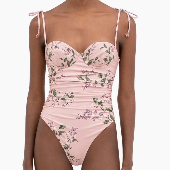 Agua By Agua Bendita Rabano Wisteria One-Piece Ruched Swimsuit - Picture 4 of 16